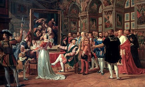 François Ier recevant le tableau de Raphaël "La Sainte Famille" - Anicet Charles Gabriel LEMONNIER (1743-1824) - Photo Credit: Collection Dagli Orti / Musée des Beaux Arts Rouen / Gianni Dagli Orti / Aurimages